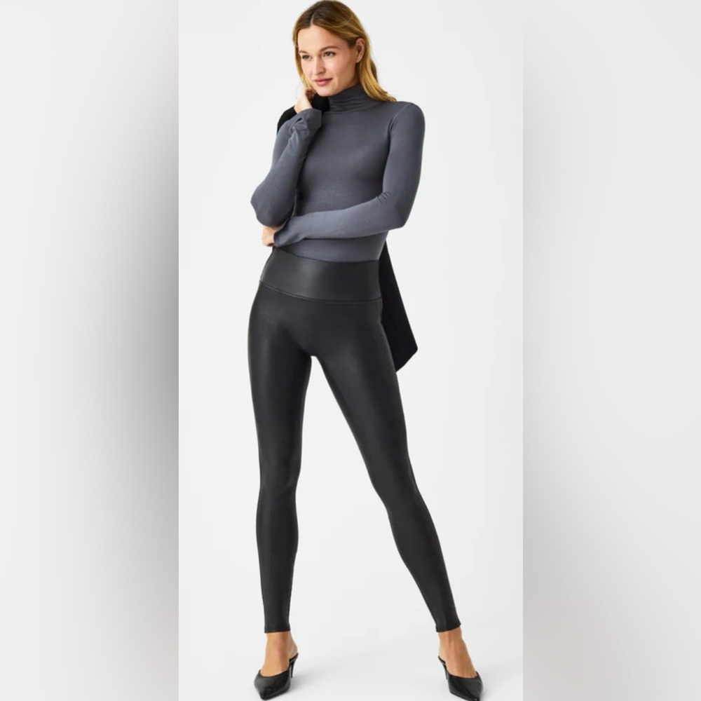 Spanx Faux Leather Leggings PETITE